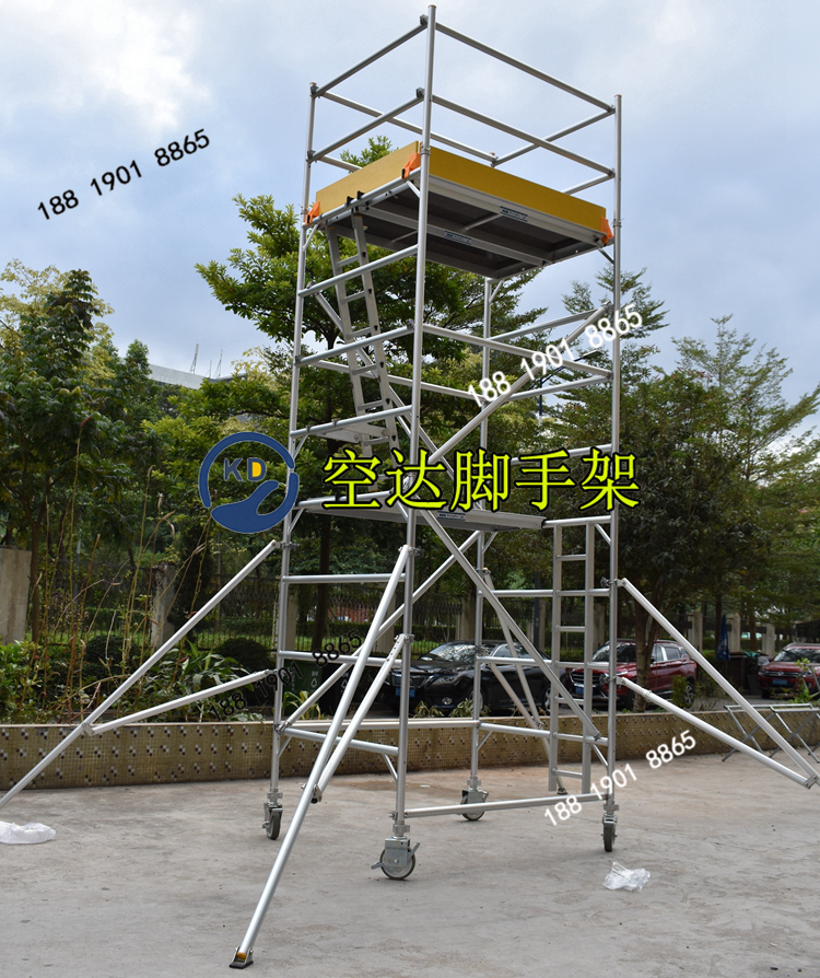 4米平臺雙寬度鋁合金腳手架，作業高度6米空達腳手架