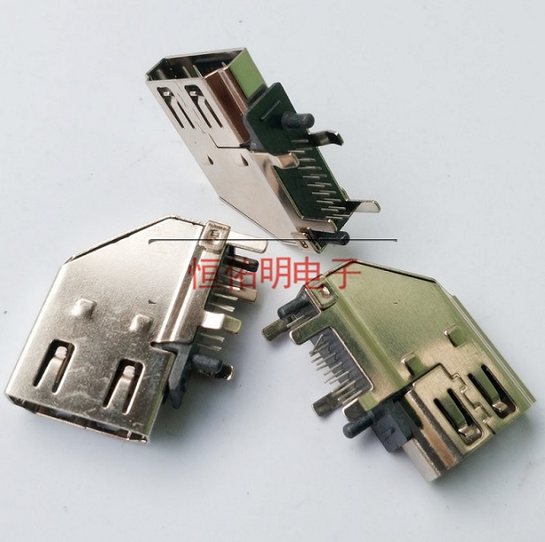 HDMI 19P側插母座 90度側立式插板 四腳直插DIP