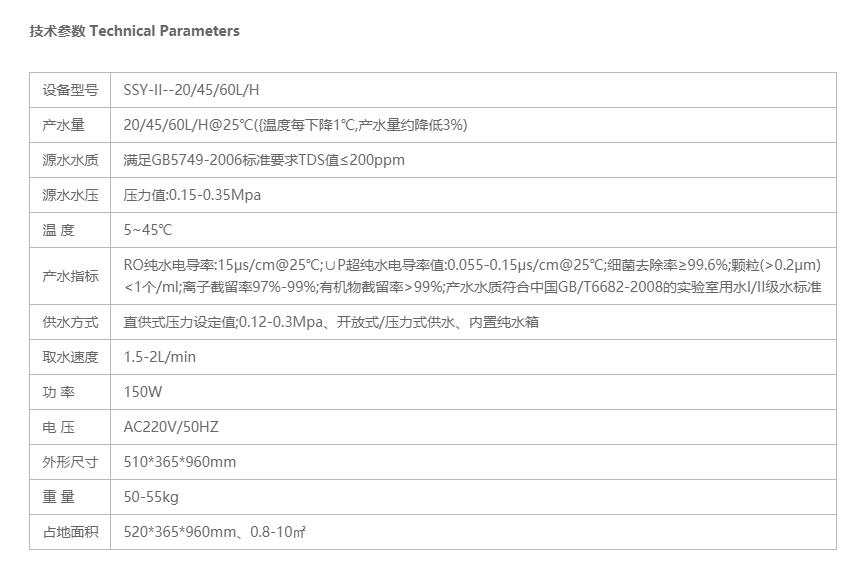 檢驗(yàn)科純水設(shè)備參數(shù)